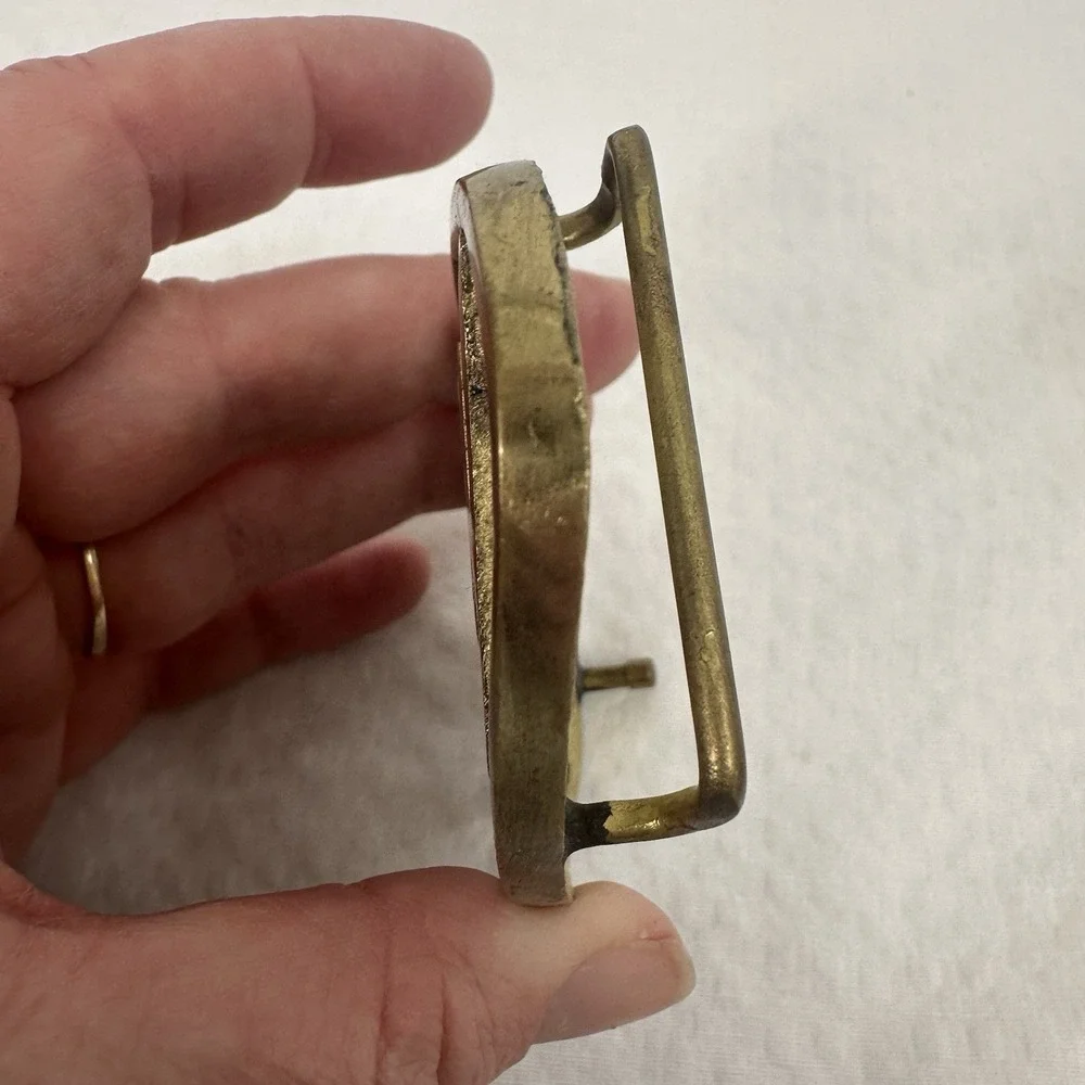 Henry - Brass Oval Belt Buckle Name In Cursive Marked Solid Brass‎ Taiwan